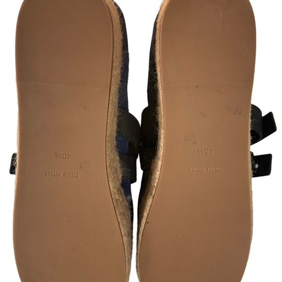 Miu Miu Rare Denim Double Buckle Espadrille Platform Mary Jane Flats EU 40.5 - Picture 5 of 10